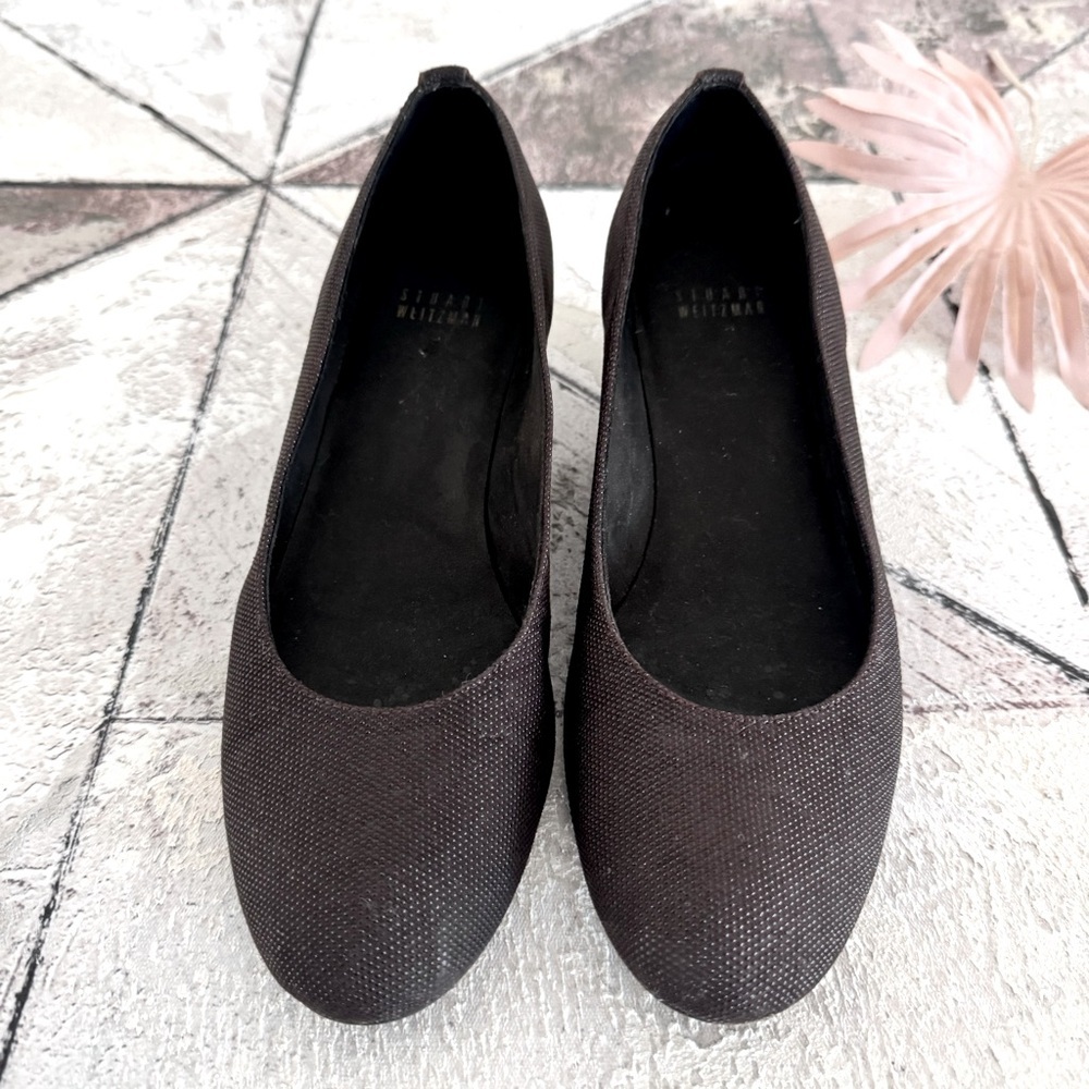 STUART WEITZMAN Black Sojourn Goosebump Textured Wedge Pumps Low Heel Size 8 - Picture 6 of 12